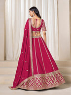 Monjolika Fashion Rani Pink Art Silk Wedding Wear Lehenga Choli Set