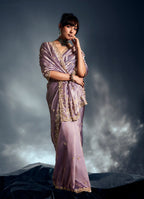 Monjolika Fashion Lilac Tissue Organza Saree With Moti, Cutdana & Sequin Work - Distacart