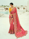 Monjolika Fashion Rani Pink Embroidered Georgette Bandhej Designer Saree - Distacart