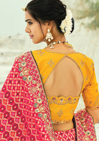 Monjolika Fashion Rani Pink Embroidered Georgette Bandhej Designer Saree - Distacart