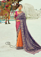 Monjolika Fashion Multicolor Embroidered Georgette Bandhej Designer Saree - Distacart