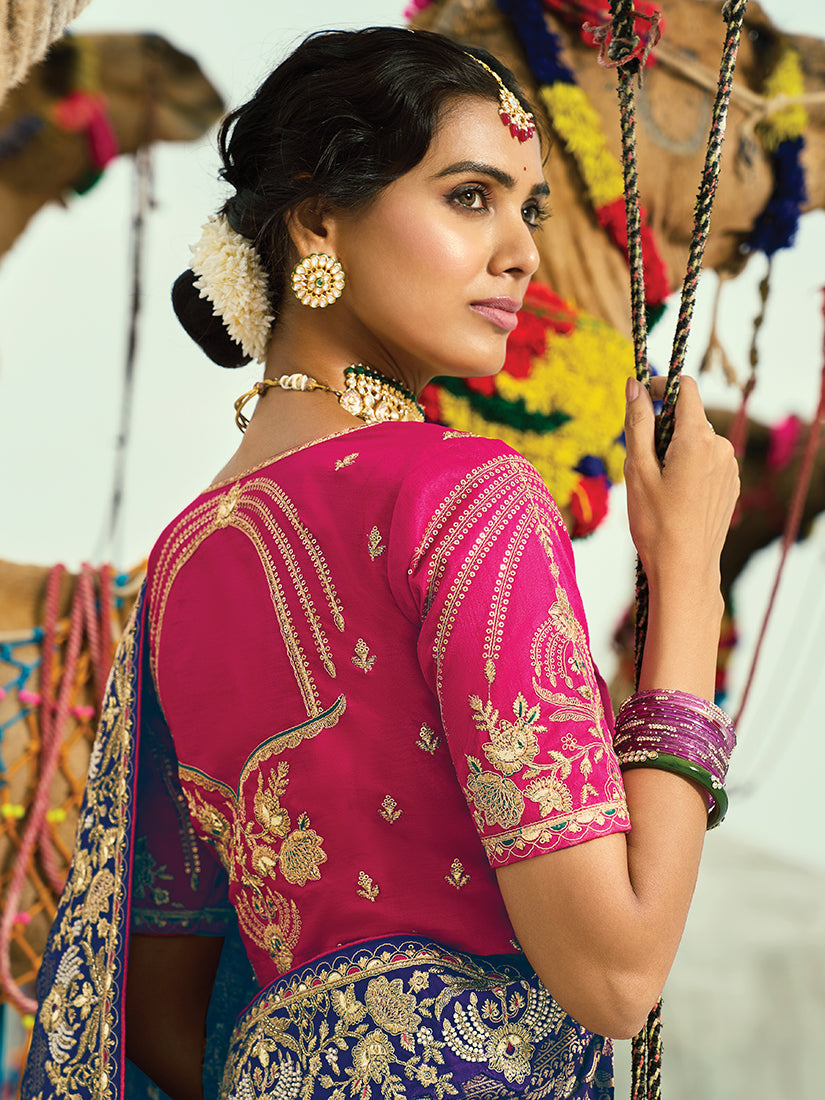Monjolika Fashion Multicolor Embroidered Georgette Bandhej Designer Saree - Distacart