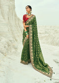 Monjolika Fashion Green Embroidered Georgette Bandhej Designer Saree - Distacart