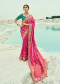 Monjolika Fashion Rani Pink Embroidered Georgette Bandhej Designer Saree - Distacart