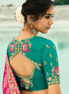 Monjolika Fashion Rani Pink Embroidered Georgette Bandhej Designer Saree - Distacart