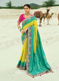 Monjolika Fashion Multicolor Embroidered Georgette Bandhej Designer Saree - Distacart