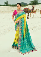 Monjolika Fashion Multicolor Embroidered Georgette Bandhej Designer Saree - Distacart