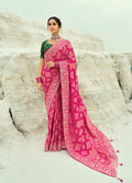 Monjolika Fashion Rani Pink Embroidered Georgette Bandhej Designer Saree - Distacart