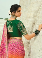 Monjolika Fashion Multicolor Embroidered Georgette Bandhej Designer Saree - Distacart