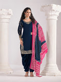 Monjolika Fashion Embroidered Chanderi Silk Navy Blue Mirror Work Salwar Kameez - Distacart