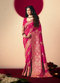 Monjolika Fashion Viscose Silk Rani Pink Saree With Rich Zari Weaving & Designer Tassels - Distacart