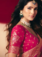 Monjolika Fashion Viscose Silk Rani Pink Saree With Rich Zari Weaving & Designer Tassels - Distacart