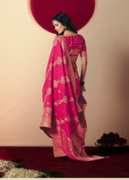 Monjolika Fashion Viscose Silk Rani Pink Saree With Rich Zari Weaving & Designer Tassels - Distacart