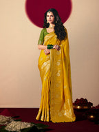 Monjolika Fashion Viscose Silk Mustard Saree With Rich Zari Weaving & Designer Tassels - Distacart
