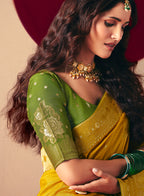 Monjolika Fashion Viscose Silk Mustard Saree With Rich Zari Weaving & Designer Tassels - Distacart