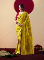 Monjolika Fashion Viscose Silk Pear Saree With Rich Zari Weaving & Designer Tassels - Distacart