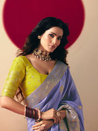 Monjolika Fashion Viscose Silk Lavender Saree With Rich Zari Weaving & Designer Tassels - Distacart