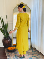 The52 Beautiful Embroidery Work with Rayon Slub Fabric Straight Kurta, Pant and Dupatta Set - Distacart