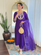 The52 Beautiful Embroidery Work with Rayon Slub Fabric Straight Kurta, Pant and Dupatta Set - Distacart