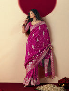 Monjolika Fashion Viscose Silk Magenta Saree With Rich Zari Weaving & Designer Tassels - Distacart