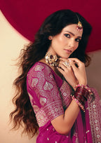 Monjolika Fashion Viscose Silk Magenta Saree With Rich Zari Weaving & Designer Tassels - Distacart