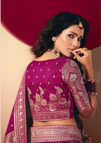 Monjolika Fashion Viscose Silk Magenta Saree With Rich Zari Weaving & Designer Tassels - Distacart
