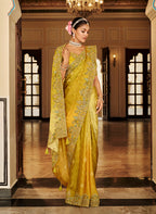 Monjolika Fashion Silk Blend Silk Saree In Mustard Yellow With Rich Meenakari Zari Weaving - Distacart