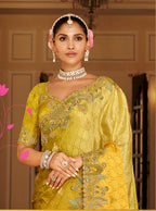 Monjolika Fashion Silk Blend Silk Saree In Mustard Yellow With Rich Meenakari Zari Weaving - Distacart