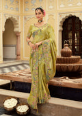 Monjolika Fashion Silk Blend Silk Saree In Light Green With Rich Meenakari Zari Weaving - Distacart
