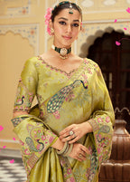 Monjolika Fashion Silk Blend Silk Saree In Light Green With Rich Meenakari Zari Weaving - Distacart