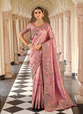 Monjolika Fashion Silk Blend Silk Saree In Light Pink With Rich Meenakari Zari Weaving - Distacart