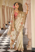 Monjolika Fashion Silk Blend Silk Saree In Off White With Rich Meenakari Zari Weaving - Distacart