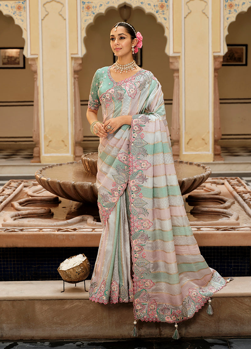 Monjolika Fashion Silk Blend Silk Saree In Multicolor With Rich Meenakari Zari Weaving - Distacart