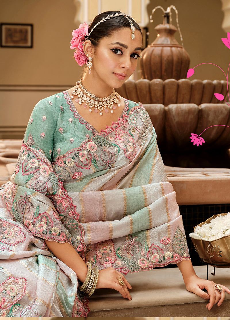 Monjolika Fashion Silk Blend Silk Saree In Multicolor With Rich Meenakari Zari Weaving - Distacart
