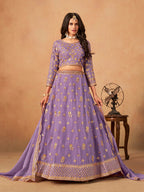 Monjolika Fashion Embroidered Lavender Organza Trendy Lehenga Choli - Distacart