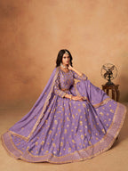 Monjolika Fashion Embroidered Lavender Organza Trendy Lehenga Choli - Distacart