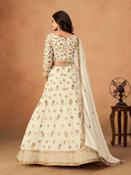 Monjolika Fashion Embroidered White Organza Trendy Lehenga Choli