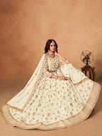 Monjolika Fashion Embroidered White Organza Trendy Lehenga Choli
