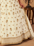 Monjolika Fashion Embroidered White Organza Trendy Lehenga Choli