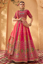 Monjolika Fashion Rani Pink Banarasi Silk Wedding Wear Lehenga With Embroidery Work - Distacart