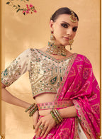 Monjolika Fashion Multicolor Banarasi Silk Wedding Wear Lehenga With Embroidery Work