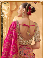 Monjolika Fashion Multicolor Banarasi Silk Wedding Wear Lehenga With Embroidery Work