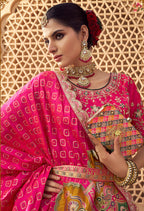 Monjolika Fashion Onion Pink Banarasi Silk Wedding Wear Lehenga With Embroidery Work