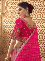 Monjolika Fashion Onion Pink Banarasi Silk Wedding Wear Lehenga With Embroidery Work