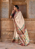 Monjolika Fashion Cream Printed Silk Contemporary Saree - Distacart