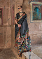 Monjolika Fashion Black Printed Silk Contemporary Saree - Distacart