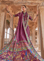 Monjolika Fashion Purple Printed Silk Contemporary Saree - Distacart