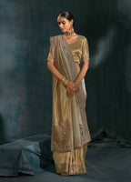 Monjolika Fashion Grey Color Cutdana Moti And Mirror Heavy Work Silk Blend Saree - Distacart