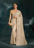 Monjolika Fashion Sky Blue With Cutdana Moti & Mirror Work Color Silk Blend Beautiful Border Saree - Distacart