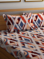 BOMBAY DYEING Marigold Brown Geometric Cotton 104 TC King Bedsheet & 2 Pillow Covers